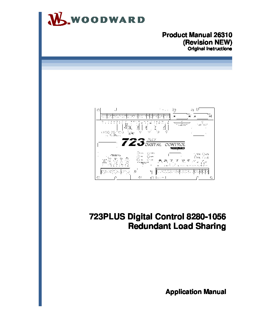 First Page Image of 8280-1056 Woodward 723PLUS Digital Control 8280-1056 Redundant Load Sharing 26310.pdf